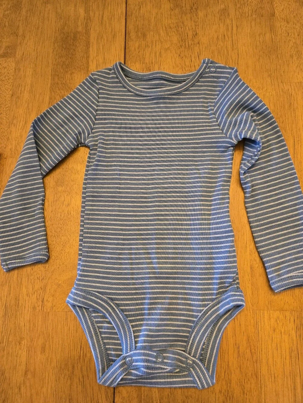 Carter's Blue and White Striped Long-Sleeve Baby Bodysuit